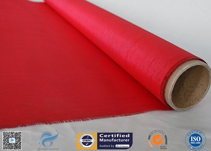 Red Color Satin Weave 1m*50m  Silicone Coated Fiberglass Fabric Coated With 160g