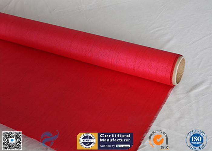 Red Color Satin Weave 1m*50m  Silicone Coated Fiberglass Fabric Coated With 160g