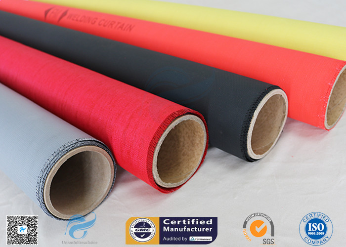 C - glass 260℃ Fire Protection Red Color Silicone Coated Fiberglass Fabric 40/40g