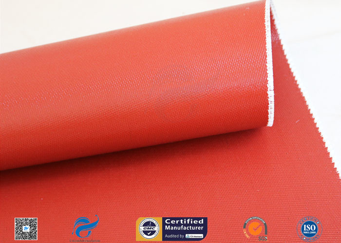 Heat Insulation 18oz 510g Red Silicone Coated Fiberglass Fabric Anti - Corrosion