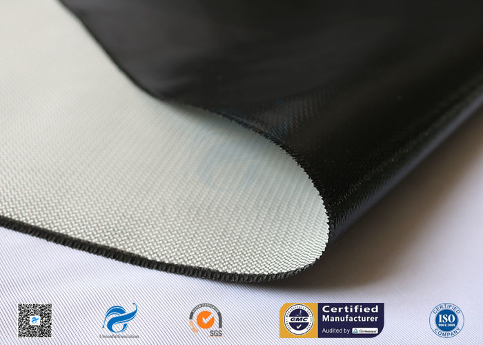 Custom Black Silicone Coated Fiberglass Fabric Heat Protection High Strength