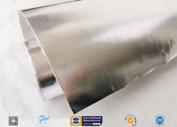 7/14/18μ Heat Sealing Aluminium Foil Backed Fiberglass Fabric Satin Weave