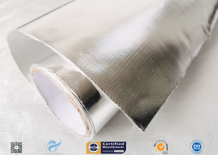 Aluminium Foil Laminated Silver Coated Fabric Flame Retardant 4HS Heat Reflective