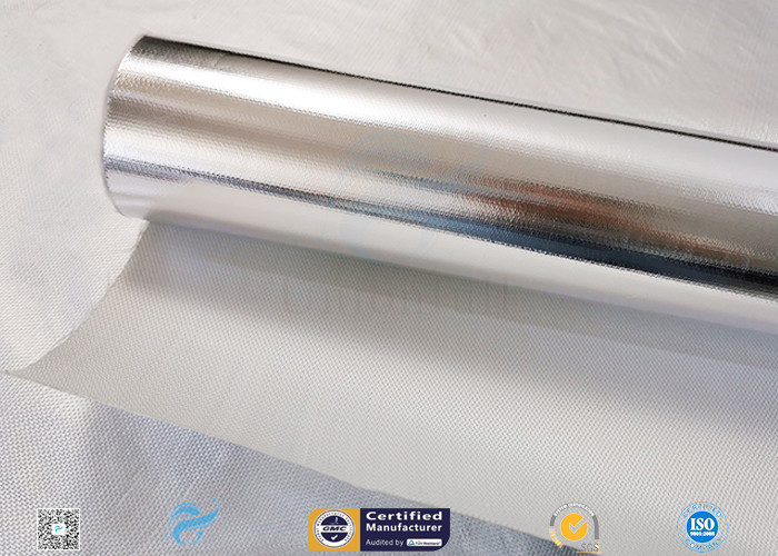 Aluminium Foil Laminated Silver Coated Fabric Flame Retardant 4HS Heat Reflective