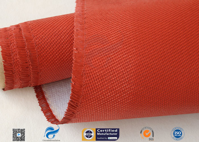 Single Sided Red Silicone Coating Fiberglass Cloth 50 Meters High Strength 100g