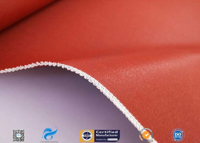 Red Color Silicone Coated Fiberglass Fabric Heat Protection Satin Weave