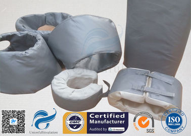 High Temperature Grey Silicone Fiberglass Removable Thermal Insulation Covers , Flange Thermal Covers